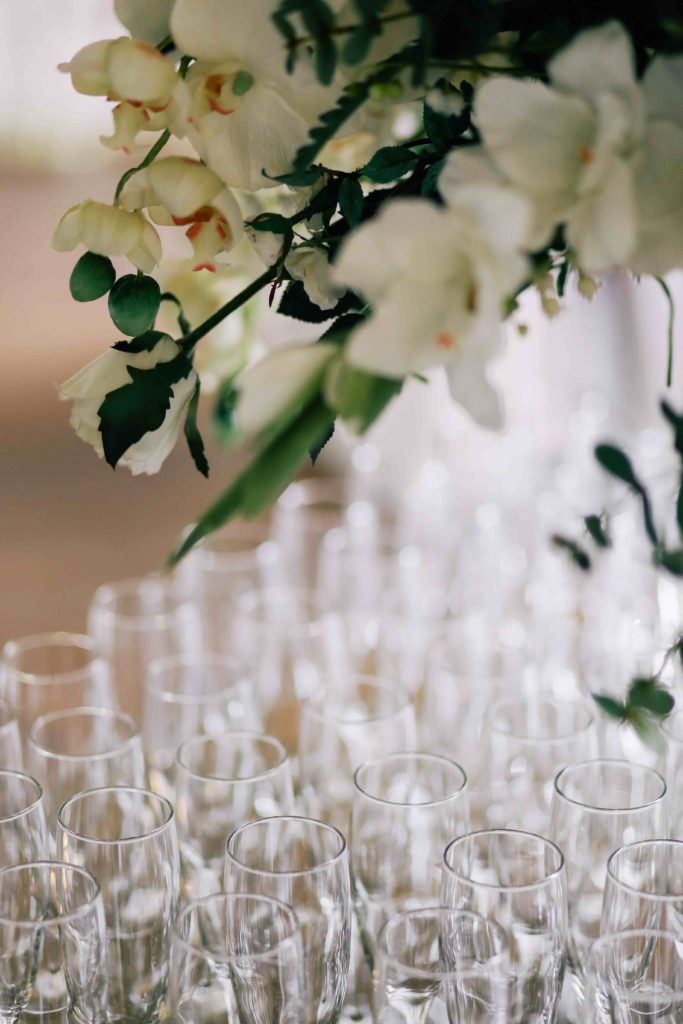 Champagneglas, bryllupsstemning på Frændekilde